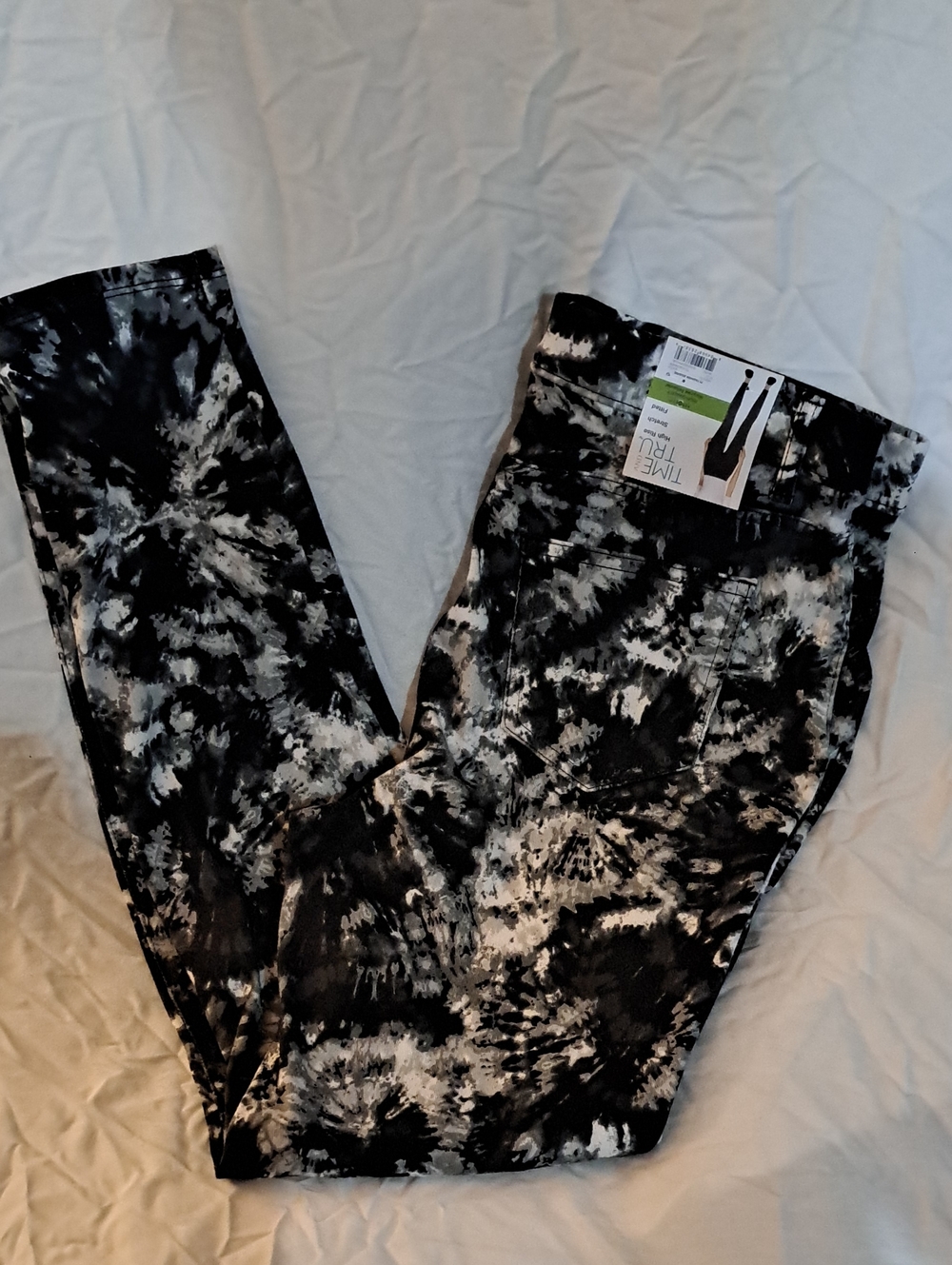 Time and Tru Black & White Tie-Dye Jeggings